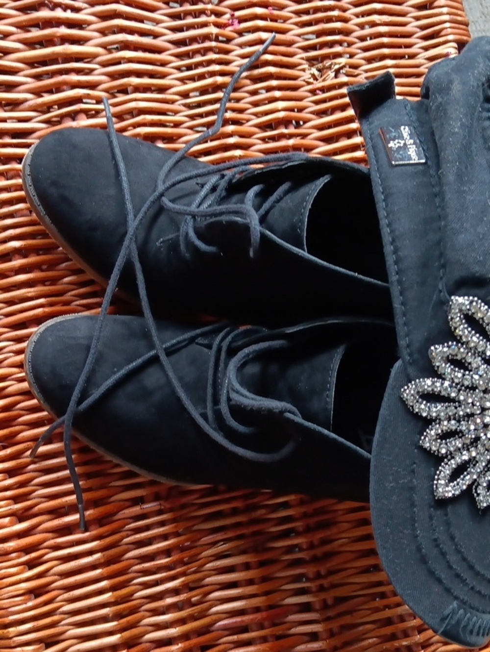MIA Black Suede Lace-Up Ankle Boots